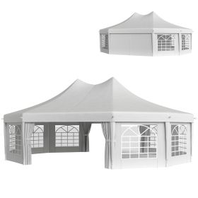 29' x 21' Canopy Party Event Tent with 2 Pull-Back Doors, White