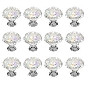 VEVOR Cabinet Knobs, 12 Pack, 1.22 Inch Acrylic & Zinc Alloy Drawer Pulls Door Handles, Diamond Kitchen Solid Knobs Dresser Handles