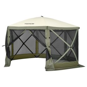 VEVOR Pop Up Gazebo Tent, Pop-Up Screen Tent 6 Sided Canopy Sun Shelter with 6 Removable Privacy Wind Cloths & Mesh Windows (Color: Military Green, Item Size: 12 x 12 ft)